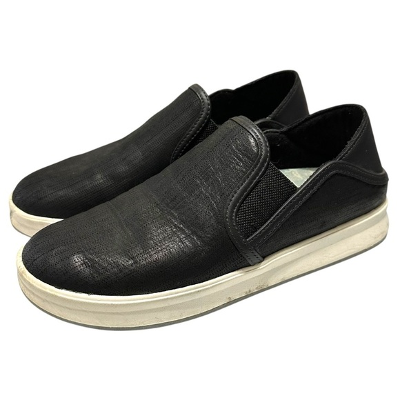 Olukai Ki’ilehe Sneakers Women’s 6.5 Black Leather Slip On Convertible Heel Shoe - Picture 1 of 8